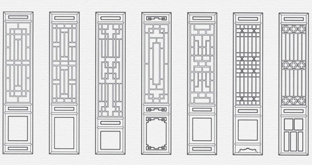 祥云常用中式仿古花窗图案隔断设计图